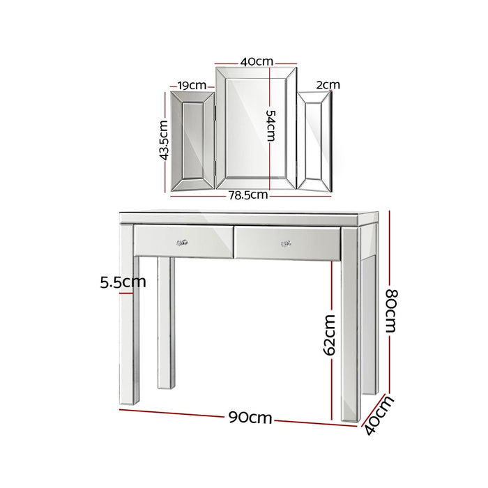 Artiss Dressing Table Set Console Table With Mirror Mirrored Furniture Dresser