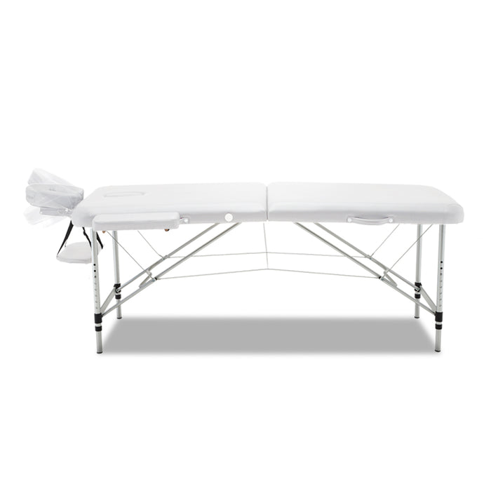 Zenses 75cm Wide Portable Aluminium Massage Table Two Fold Treatment Beauty Therapy White