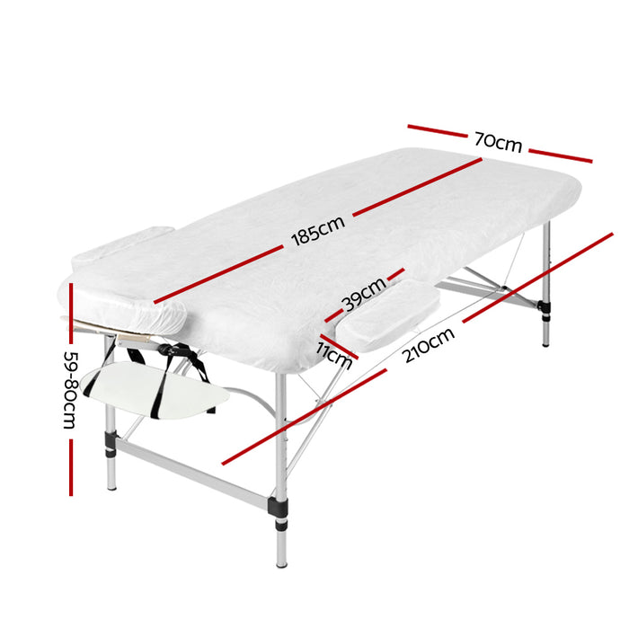 Zenses 70cm Wide Portable Aluminium Massage Table 3 Fold Treatment Beauty Therapy White