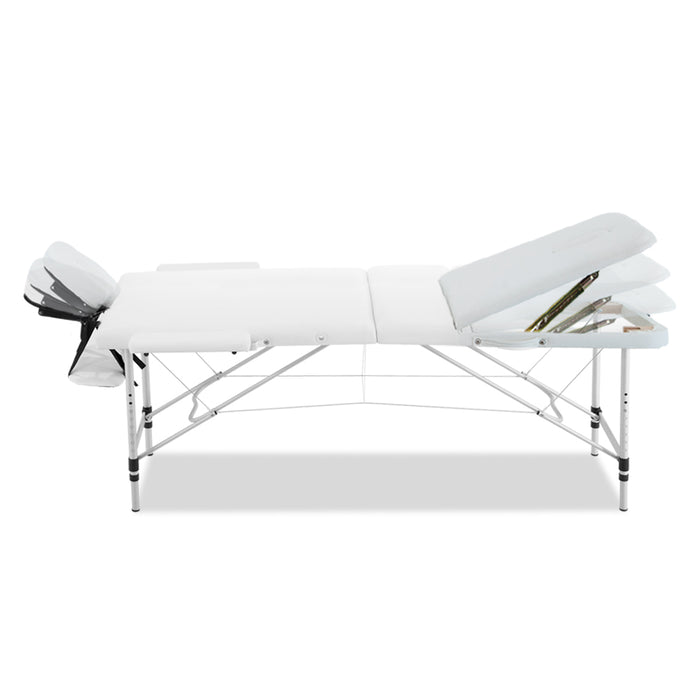 Zenses 70cm Wide Portable Aluminium Massage Table 3 Fold Treatment Beauty Therapy White