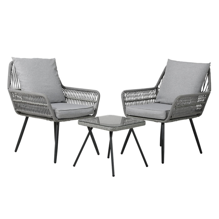 Gardeon Outdoor Furniture 3-Piece Lounge Setting Chairs Table Bistro Set Patio