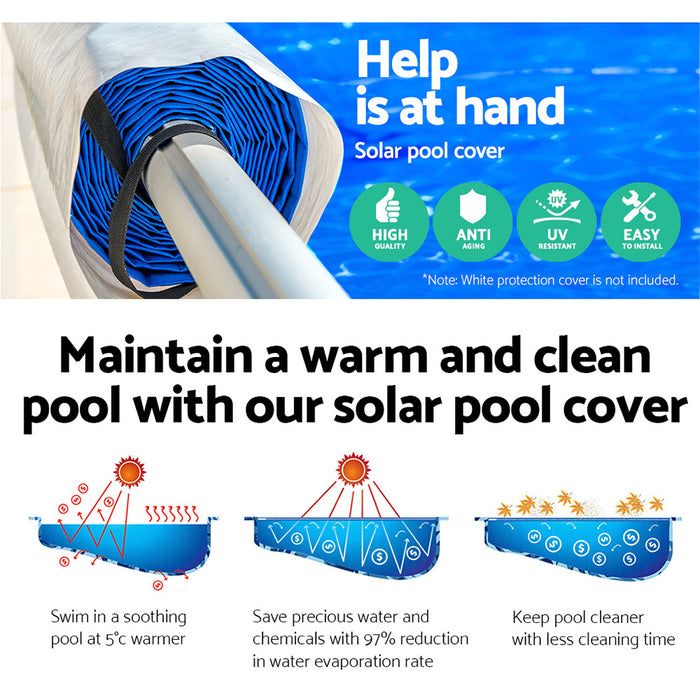 Aquabuddy Solar Swimming Pool Cover Blanket Bubble Roller Adjustable 8 X 4.2M