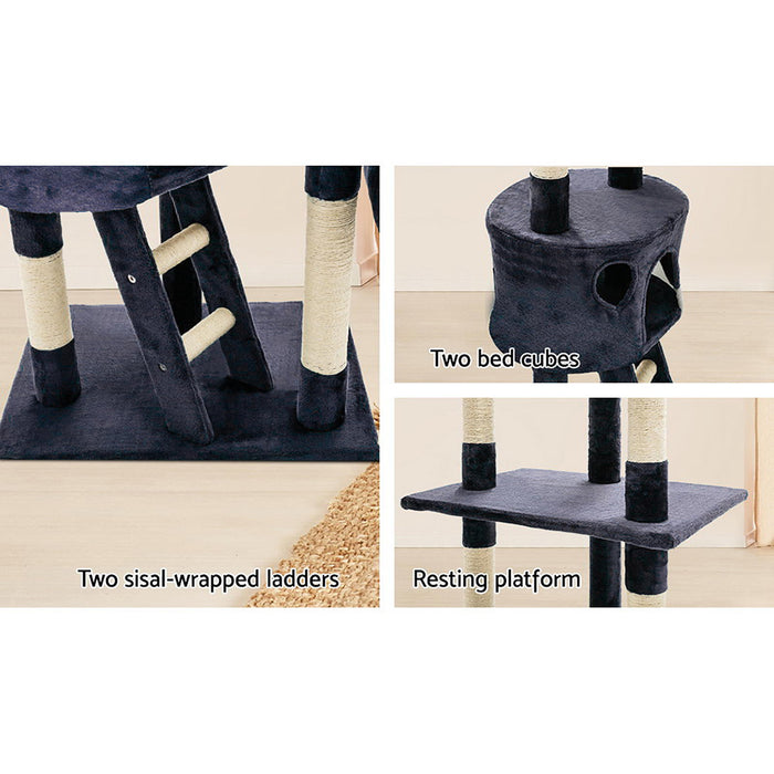 i.Pet Cat Tree 260cm Trees Scratching Post Scratcher Tower Condo House Furniture Wood Blue