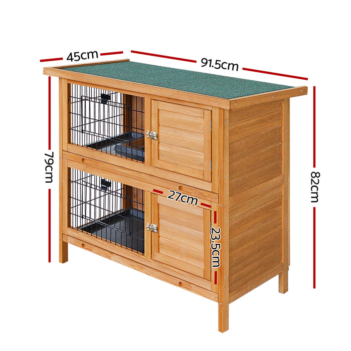 i.Pet Rabbit Hutch Wooden Pet Hutch 82cm x 91.5cm x 45cm