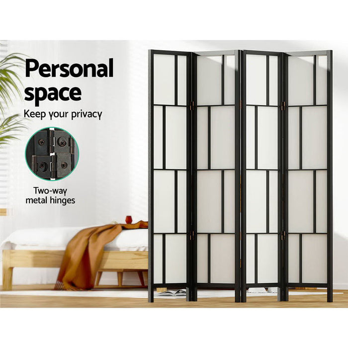 Artiss Ashton Room Divider Screen Privacy Wood Dividers Stand 4 Panel Black