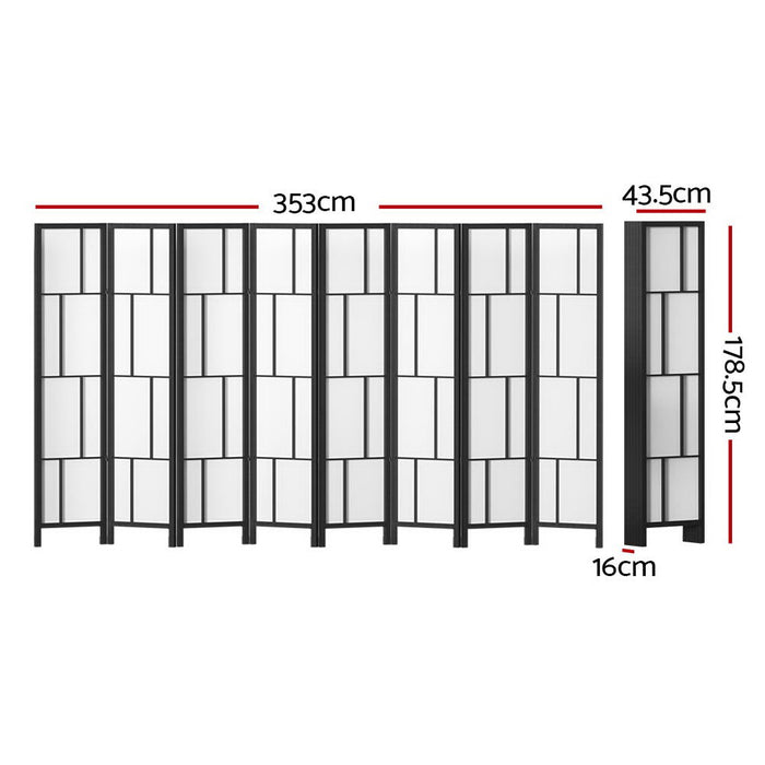 Artiss Ashton Room Divider Screen Privacy Wood Dividers Stand 8 Panel Black