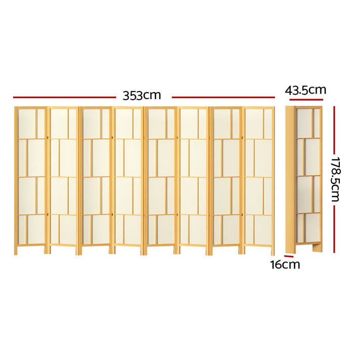 Artiss Ashton Room Divider Screen Privacy Wood Dividers Stand 8 Panel Natural