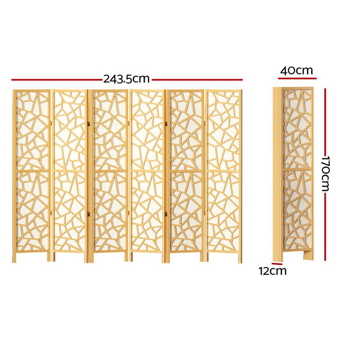 Artiss Clover Room Divider Screen Privacy Wood Dividers Stand 6 Panel Natural