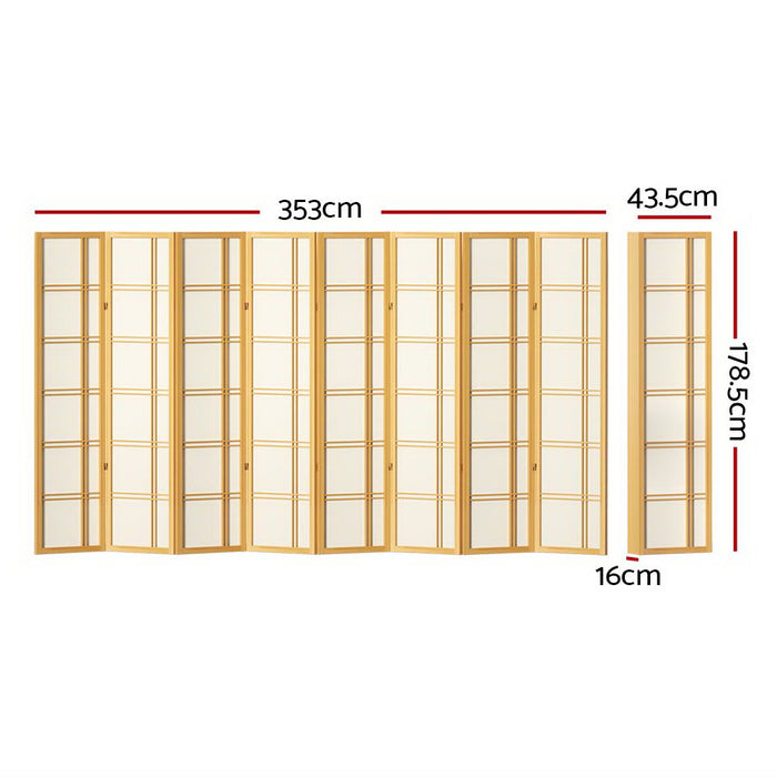 Artiss Room Divider Screen Privacy Wood Dividers Stand 8 Panel Nova Natural