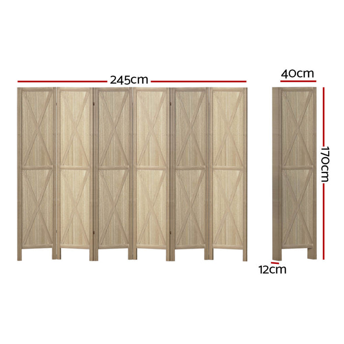 Artiss Silon Room Divider Screen Privacy Wood Dividers Stand 6 Panel Brown