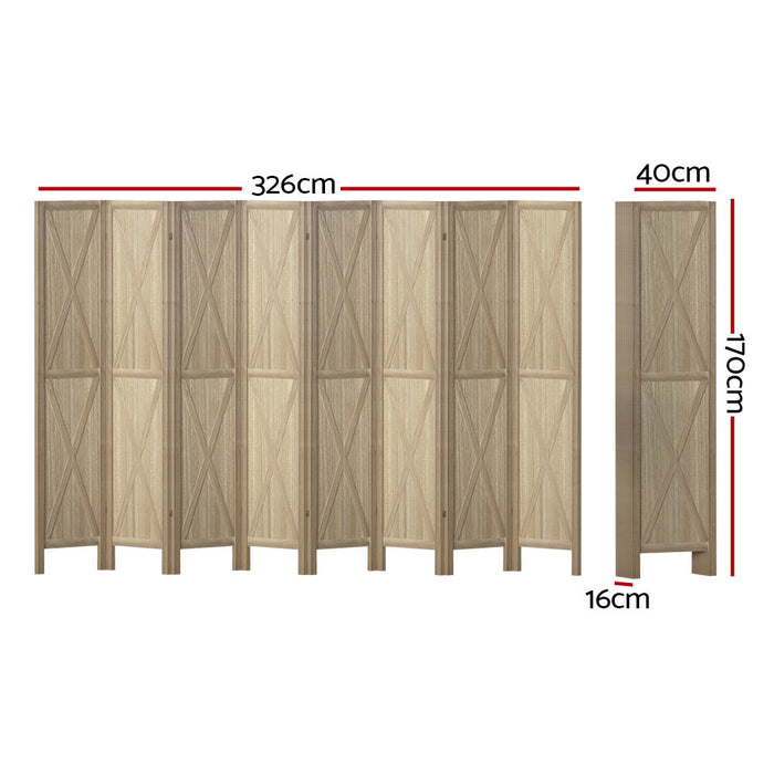 Artiss Silon Room Divider Screen Privacy Wood Dividers Stand 8 Panel Brown