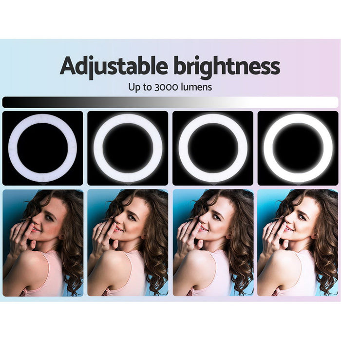 Embellir 14" LED Ring Light 5600K 3000LM Dimmable Stand MakeUp Studio Video