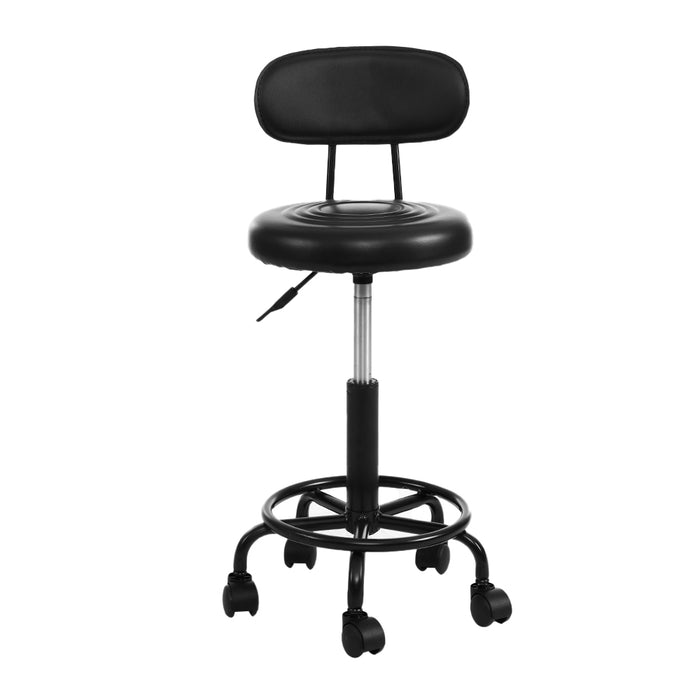 Artiss Set of 2 Salon Stools Saddle Swivel Stool Chair with Back Beauty Hairdressing Black