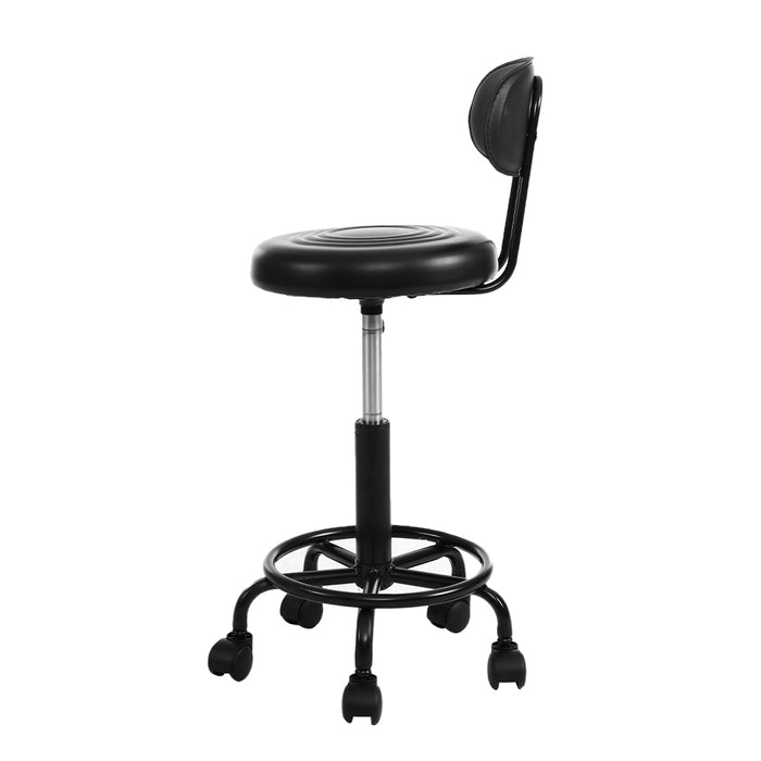 Artiss Set of 2 Salon Stools Saddle Swivel Stool Chair with Back Beauty Hairdressing Black