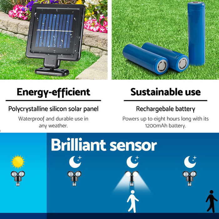 2X 22 LED Solar Powered Dual Light Security Motion Sensor Flood Lamp Outdoor