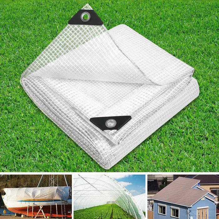 Instahut 2x3m Tarp Camping Tarps Poly Tarpaulin Heavy Duty Cover 135gsm Clear