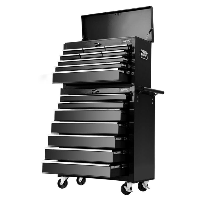 Giantz Tool Chest and Trolley Box Cabinet 16 Drawers Cart Garage Storage Black