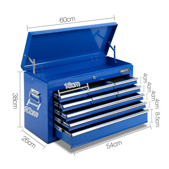 Giantz 9 Drawer Mechanic Tool Box Cabinet Storage - Blue