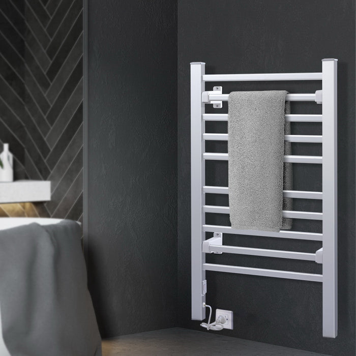 Devanti Electric Heated Towel Rail Rails Warmer Rack Aluminium 10 Bars