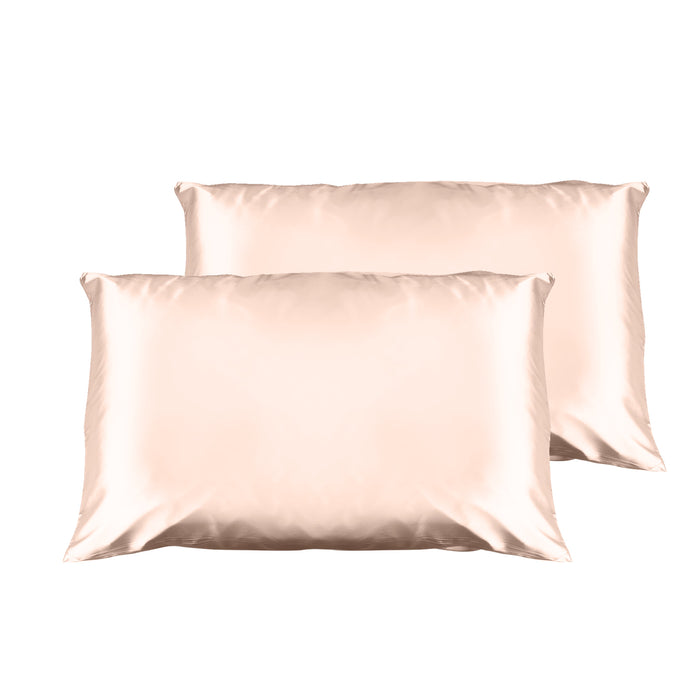 Casa Decor Luxury Satin Pillowcase Twin Pack Size With Gift Box Luxury - Champagne Pink