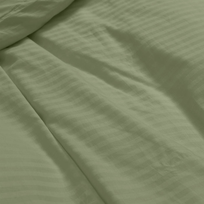 Royal Comfort Kensington 1200 Thread Count 100% Cotton Stripe Quilt Cover Set - Super King - Olive