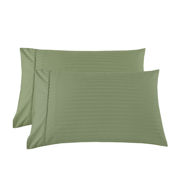 Royal Comfort Kensington 1200 Thread Count 100% Cotton Stripe Quilt Cover Set - Super King - Olive