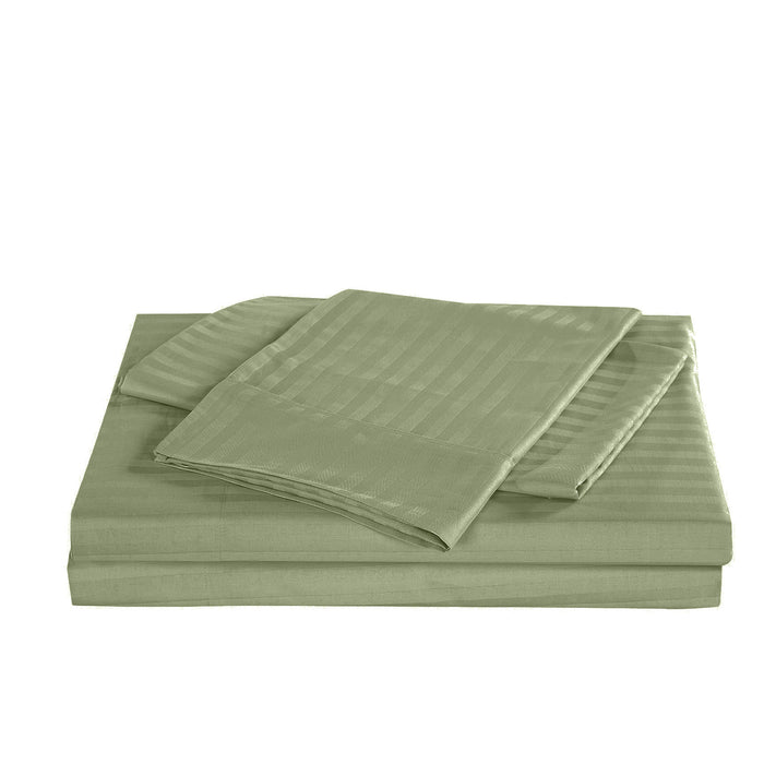 Royal Comfort Kensington 1200 Thread Count 100% Cotton Stripe Quilt Cover Set - Super King - Olive