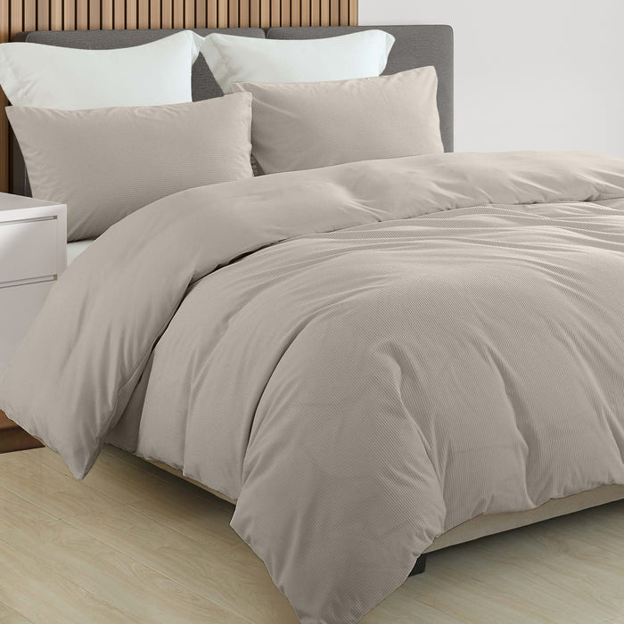 Royal Comfort Velvet Corduroy Quilt Cover Set Super Soft Luxurious Warmth - Queen - Beige