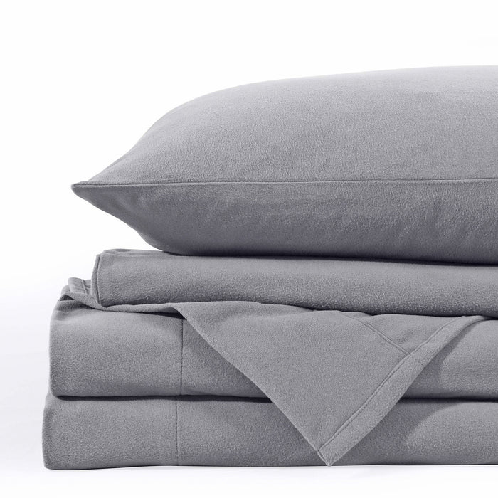 Royal Comfort Polar Fleece Flannel Sheet Set Ultra Soft Plush Cozy - Double - Grey