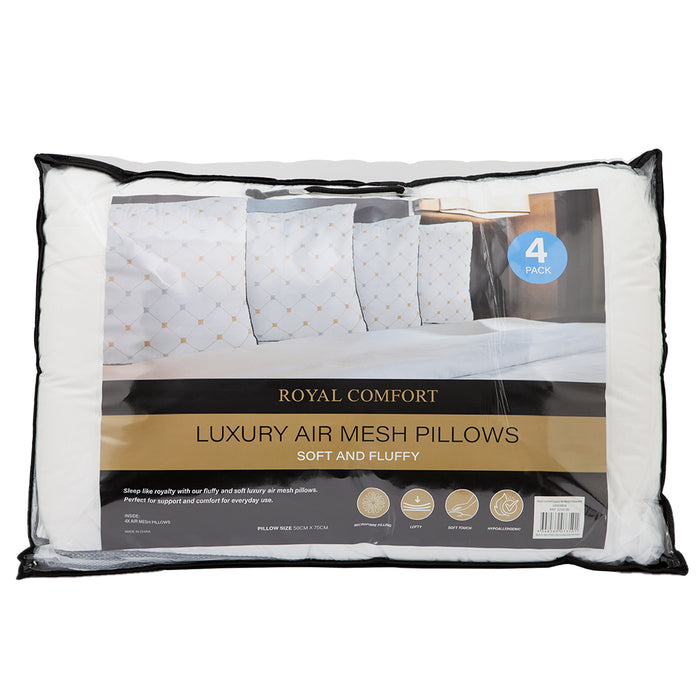 Royal Comfort Luxury Air Mesh Pillows 4 Pack Hotel Quality Checked Ultra Comfort