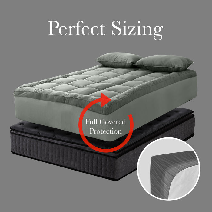 Royal Comfort Charcoal Bamboo Blend Topper 800GSM 45cm Skirt Luxury Bedding - Single - Charcoal