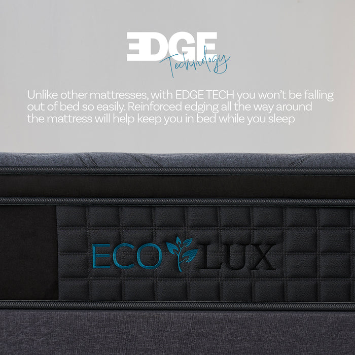 Eco Lux Euro Top 7 -Zone Pocket Spring Mattress Plush Edge Support Medium Firm - Single