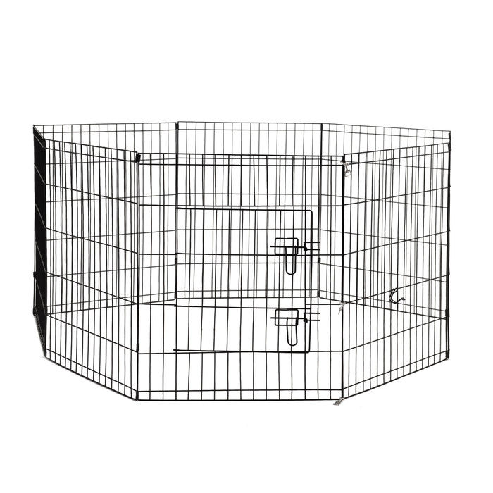 4Paws 8 Panel Playpen Puppy Exercise Fence Cage Enclosure Pets Black All Sizes - 36" - Black