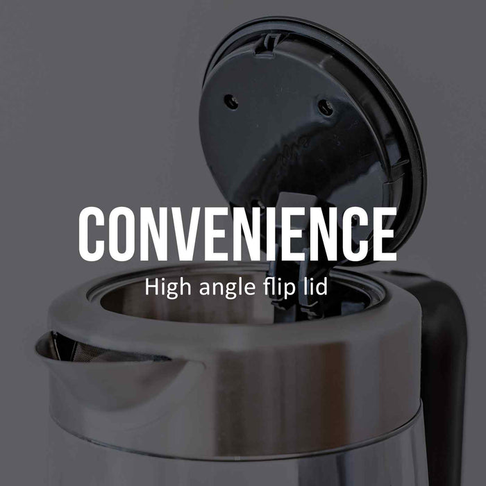 Kitchen Couture Cool Touch Stainless Steel LED Glass Kettle Dual Wall 1.7L