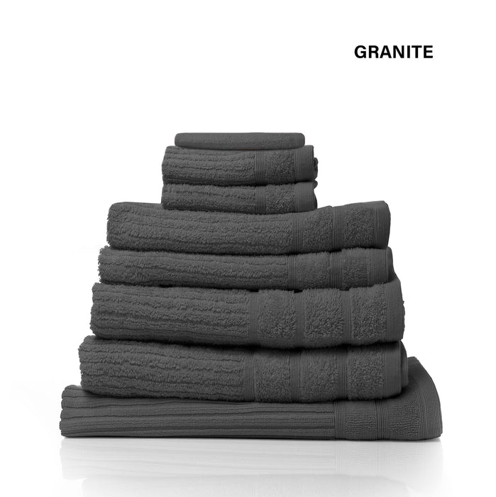 Royal Comfort Eden Egyptian Cotton 600GSM 8 Piece Luxury Bath Towels Set - Granite