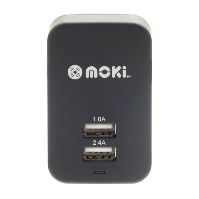 MOKI Dual USB Wall Charger Black