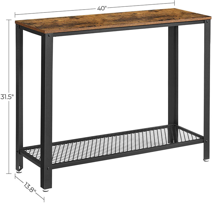 Console Table Metal Frame Rustic Brown