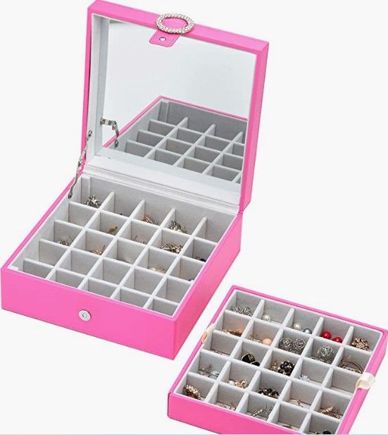 Cubic Buckle Earrings Organizer (Pink)