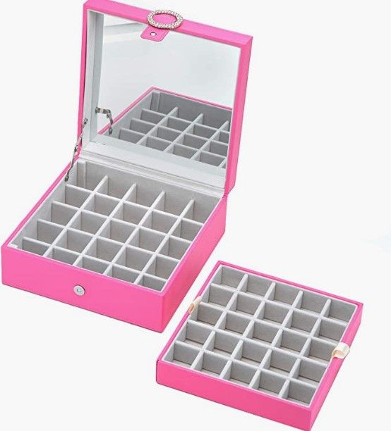 Cubic Buckle Earrings Organizer (Pink)