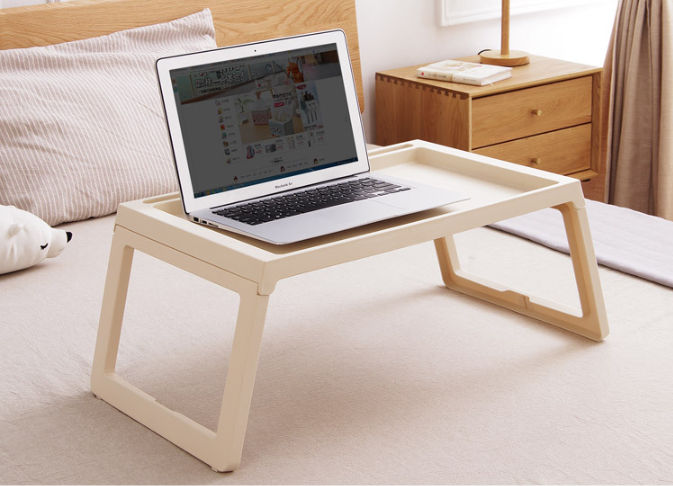 Multifunction Laptop Bed Desk with foldable legs for Home Office (White)