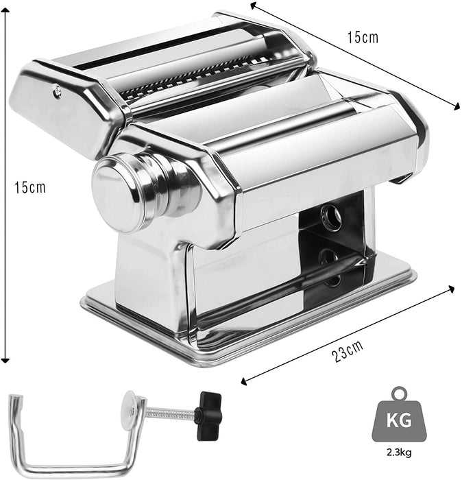 VIKUS Pasta Maker Manual Steel Machine with 8 Adjustable Thickness Settings