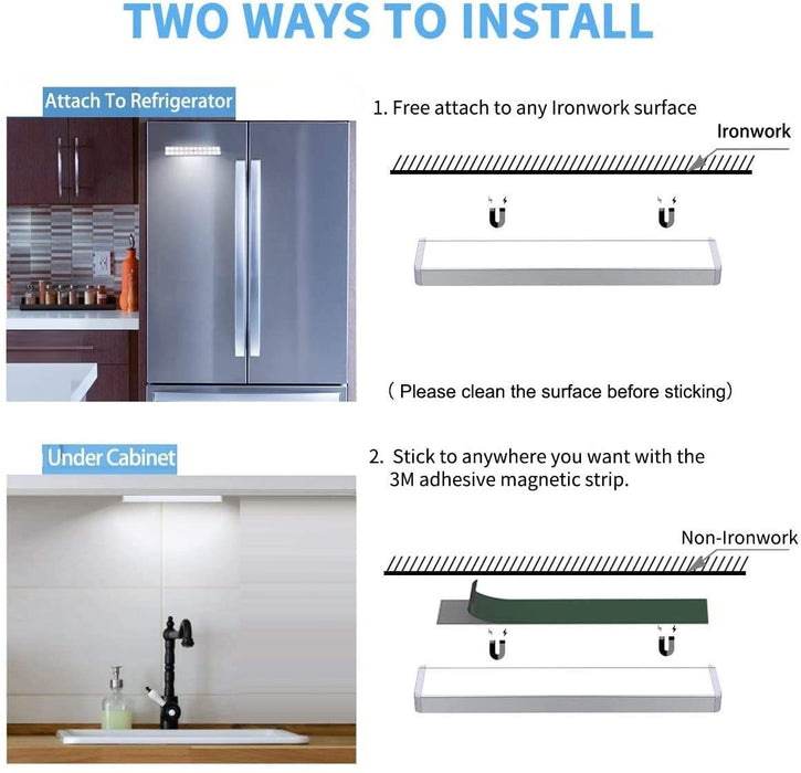 24 LED Stick on Anywhere Motion Sensor Light Wireless Under Cabinet for Wardrobe Stairs (White and White Light)