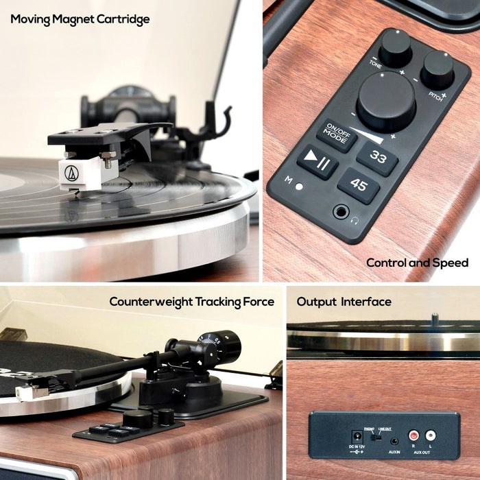 mbeat Hi-Fi Turntable with Built-In Bluetooth Receiving Speaker