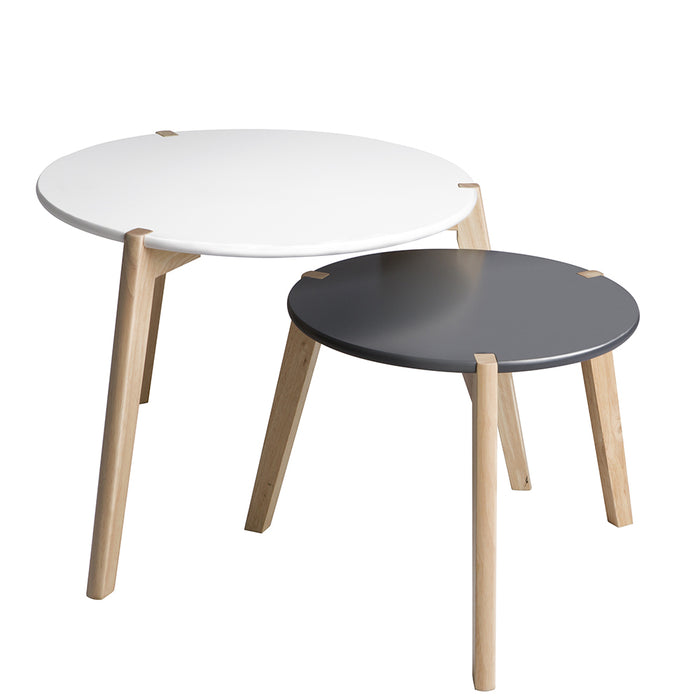 Bianco Nesting Round Coffee Table Side Table Set Of 2