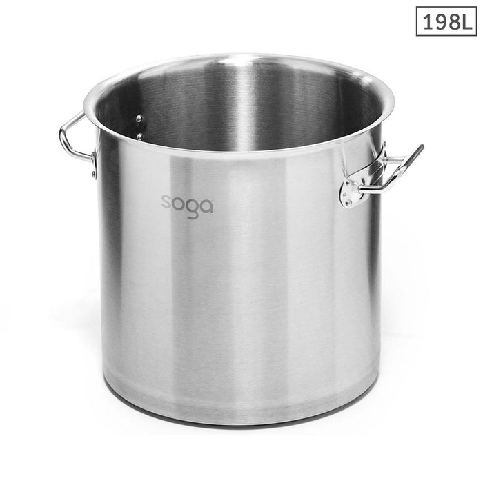 SOGA Stock Pot 198L Top Grade Thick Stainless Steel Stockpot 18/10 Without Lid