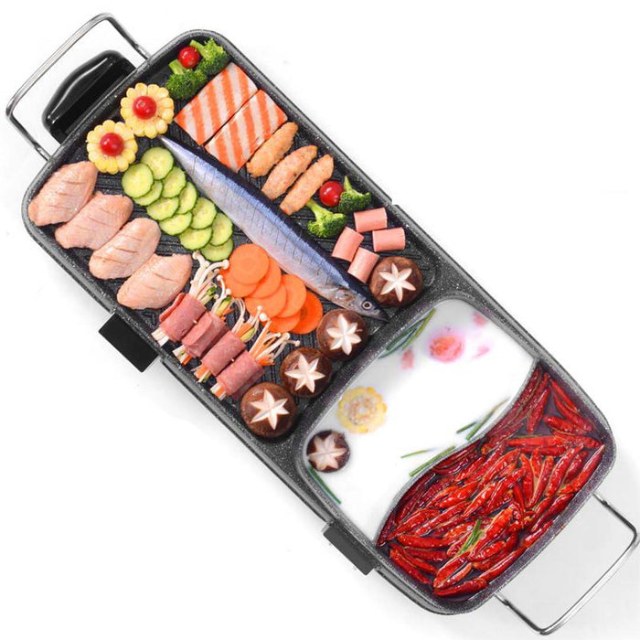 SOGA 2X 2  in 1 Electric BBQ Grill Teppanyaki and Steamboat Hotpot Asian Hot Pot