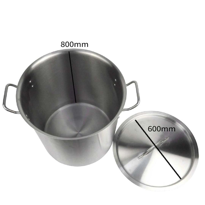 SOGA Stock Pot 225Lt Top Grade Thick Stainless Steel Stockpot 60CMX80CM 18/10