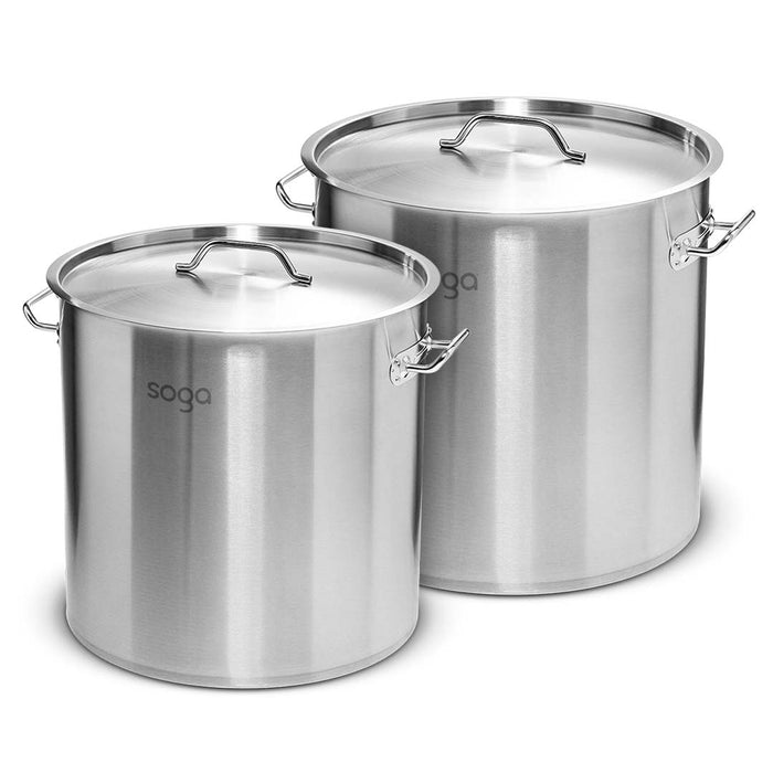 SOGA Stock Pot 21L 50L Top Grade Thick Stainless Steel Stockpot 18/10