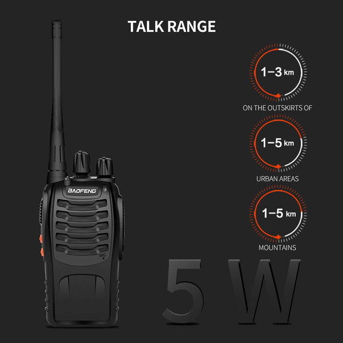 2pcs Walkie Talkie BF-888S Handheld Two-Way Radio UHF 400-470MHz 5W