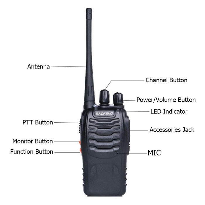 2pcs Walkie Talkie BF-888S Handheld Two-Way Radio UHF 400-470MHz 5W